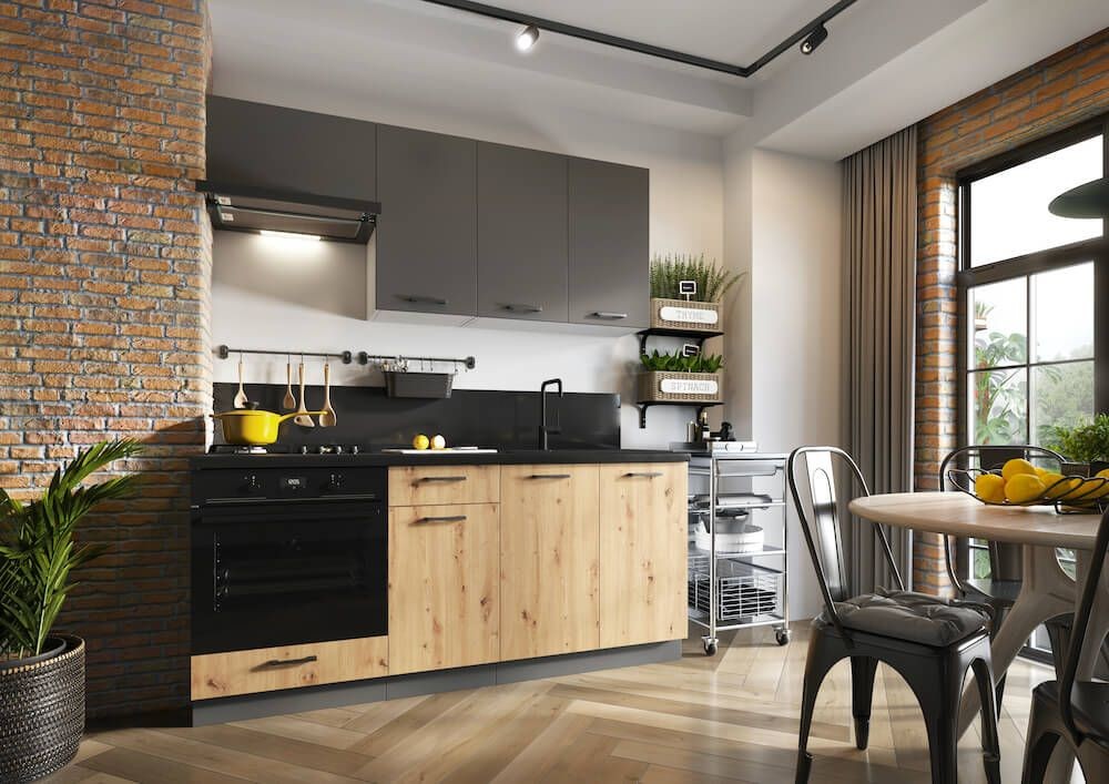 Clara virtuvė 180 cm Artisan ąžuolo/pilkos spalvos - SPECIALUS PASIŪLYMAS