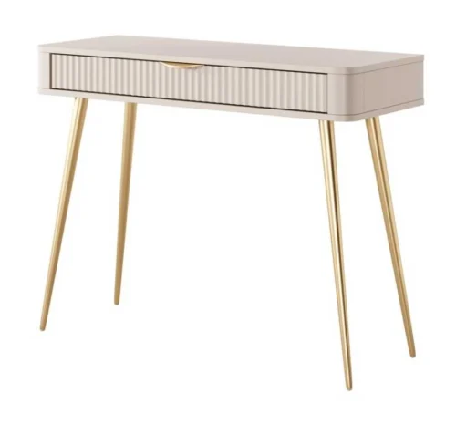 Lante tualetinis staliukas ant aukštų auksinių kojų, smėlio spalvos