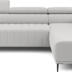 Dešiniojo kampo sofa Gandi L Corner 120 su miegamąja funkcija, itališko tipo rėmu ir Gr1 konteineriu