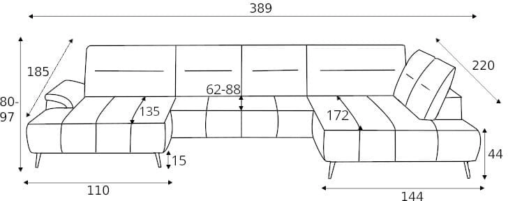 Montana XL dešininė kampinė sofa su elektra reguliuojamu sėdynės gyliu Gr1 - Paveikslėlis 8