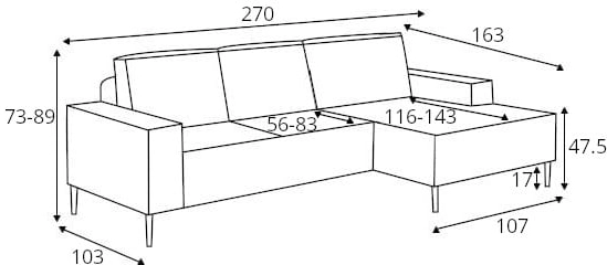„Matano“ dešininė kampinė sofa su DL miegojimo funkcija ir Gr1 patalynės dėže - Paveikslėlis 7