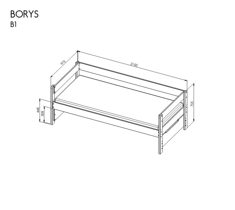 Lova "BORYS B1" (viršutinė) - natūralios pušies P-sowy