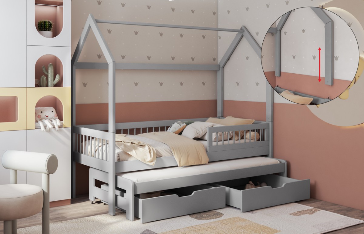 ASHER II dvivietė lova su stalčiais 90x200 cm - Paveikslėlis 2