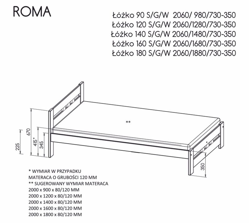 Lova „ROMA“ – natūrali pušis