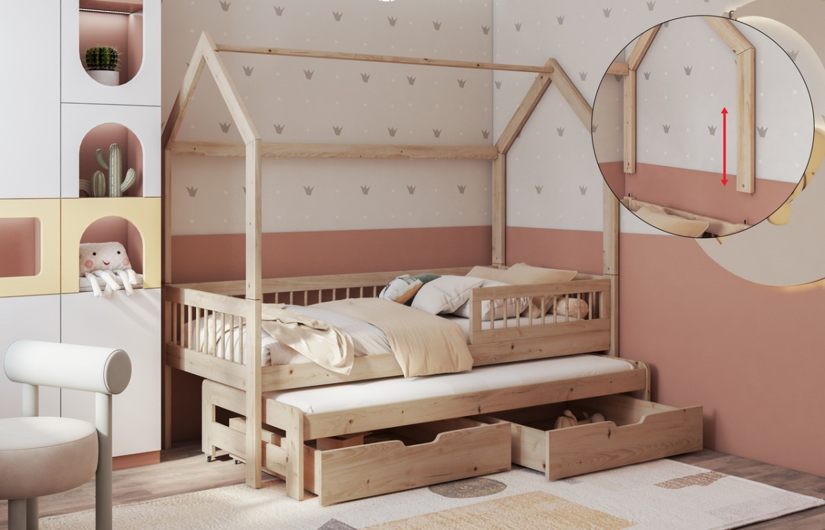 ASHER II dvivietė lova su stalčiais 90x200 cm - Paveikslėlis 3