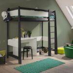 Dviaukštė lova antresolėje su TEDE stalu 80x181 cm