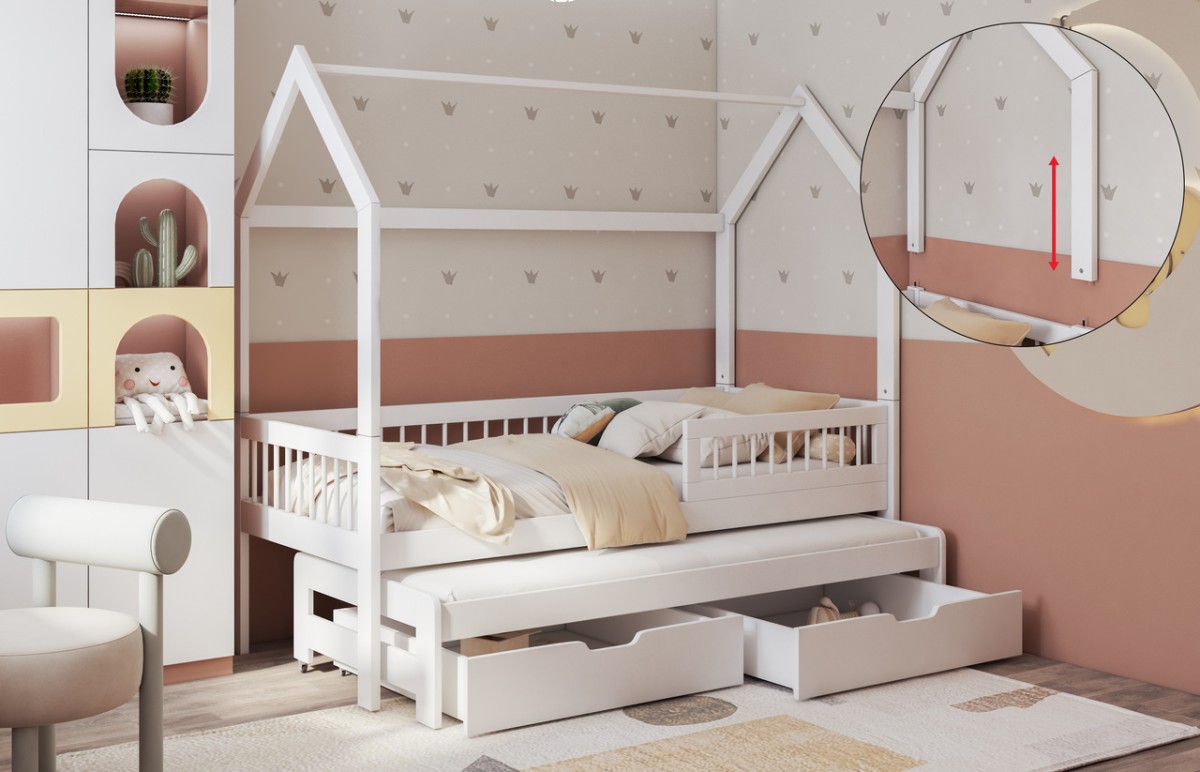 ASHER II dvivietė lova su stalčiais 90x200 cm