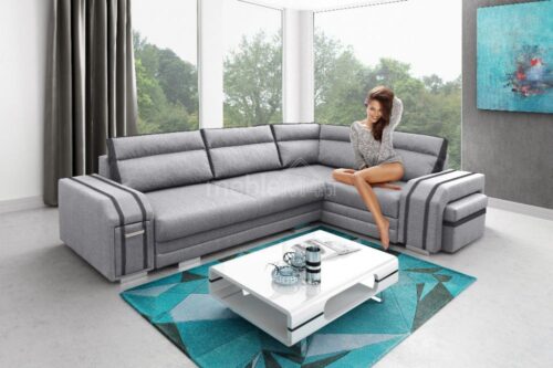 Avatar išplečiama kampinė sofa + pufas