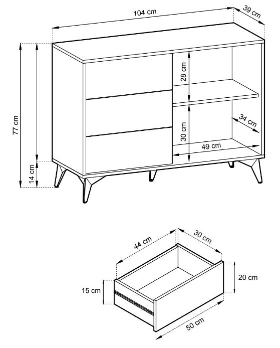 Lofto komoda KSZ104 Diamond - ąžuolo imitacija - Paveikslėlis 3