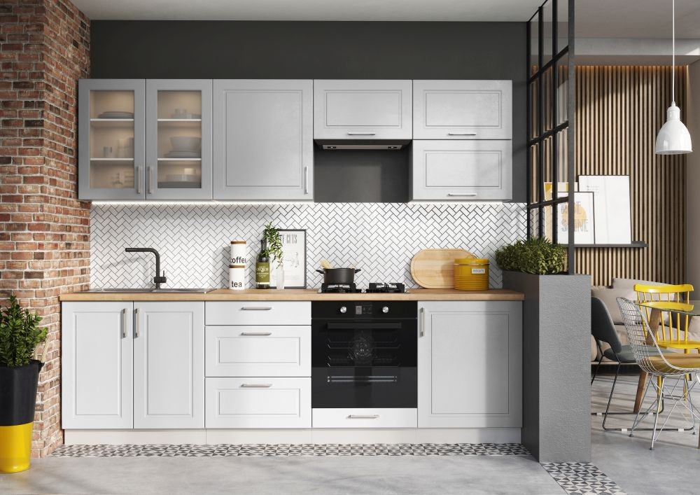 Natalia virtuvė 260 cm su W60OKGR pilka matine spalva - SPECIALUS PASIŪLYMAS