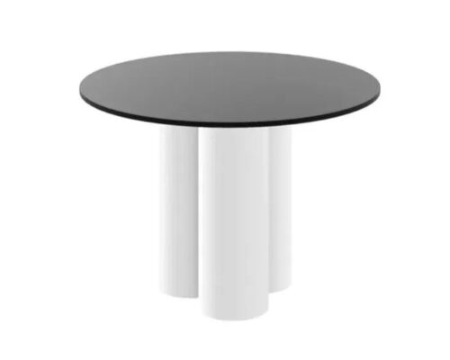 RAVEO apvalus stalas 100×100 matinė juoda / blizgi balta