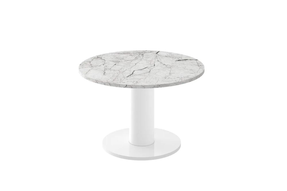 SOLO MINI kavos staliukas ⌀80 cm, šviesus marmuras, blizgus/baltas