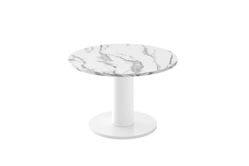SOLO MINI kavos staliukas ⌀80 baltas marmuras blizgus/balta