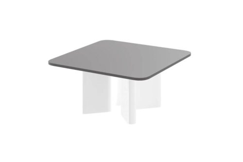 DIVERSO kavos staliukas 80×80 blizgi pilka/blizgi balta