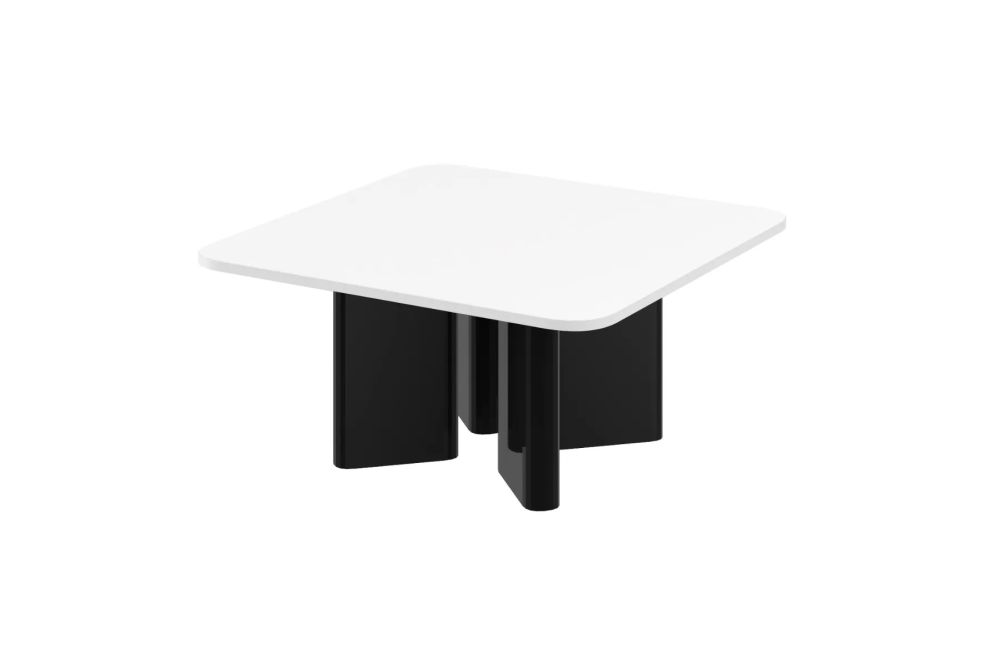 DIVERSO kavos staliukas 80x80 blizgi balta/blizgi juoda