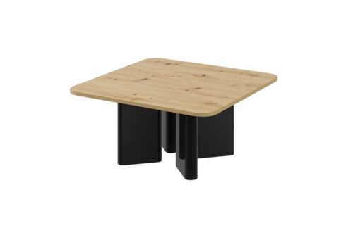 DIVERSO kavos staliukas 80×80, meniškas ąžuolas/juoda blizgi