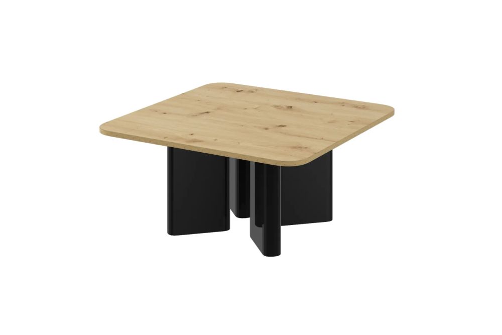 DIVERSO kavos staliukas 80x80, meniškas ąžuolas/juoda blizgi