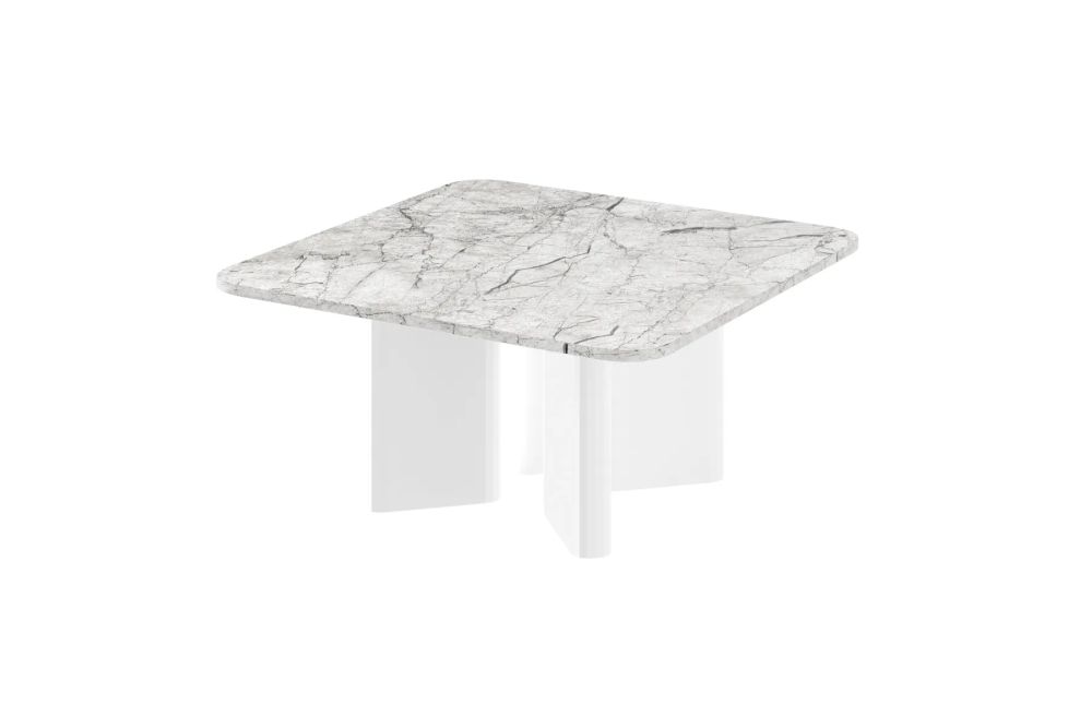 DIVERSO kavos staliukas 80x80 šviesaus marmuro blizgus/baltas blizgus