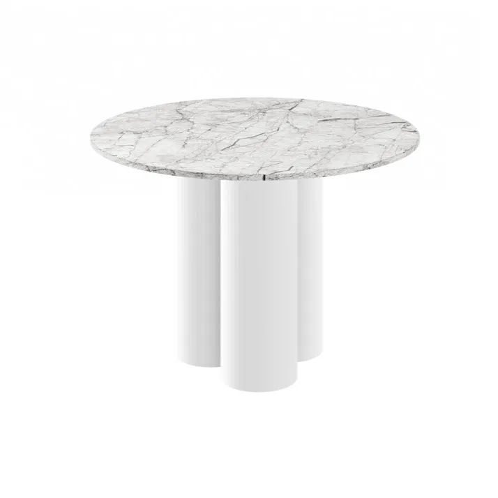RAVEO apvalus stalas 100x100 baltas venatino marmuras/blizgi balta