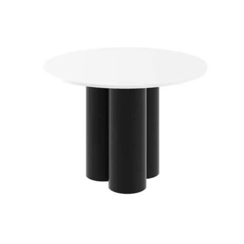 RAVEO apvalus stalas 100×100 blizgi balta/blizgi juoda