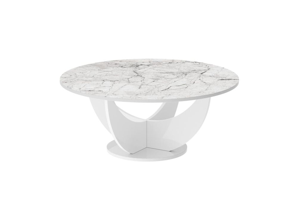 CAPRI kavos staliukas 100x100 baltas marmuras/balta blizgi