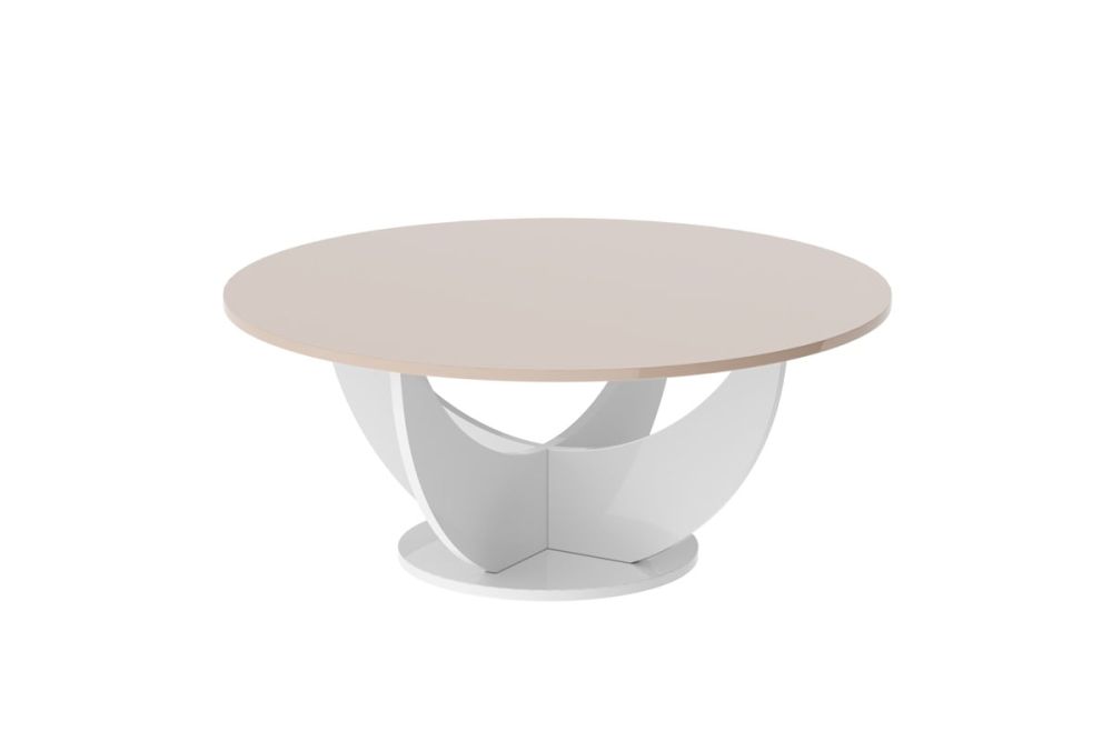 CAPRI kavos staliukas 100x100 kapučino blizgus/baltas blizgus