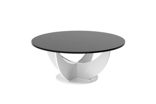 CAPRI kavos staliukas 100×100 blizgi juoda/blizgi balta