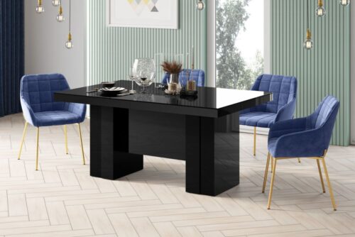 LARGO išskleidžiamas stalas 160(400)x89 juodas blizgus