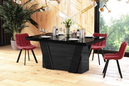 GRANDE išskleidžiamas stalas 160(412)x100 juodas blizgus