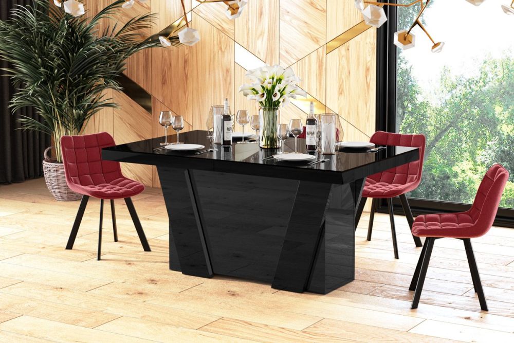 GRANDE išskleidžiamas stalas 160(412)x100 juodas blizgus