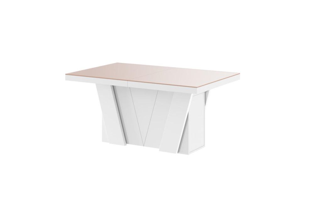 GRANDE išskleidžiamas stalas 160(412)x100 kapučino/blizgi balta