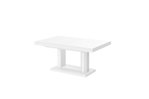 QUADRO LUX kavos staliukas 120(170)x75 baltas blizgus ištraukiamas