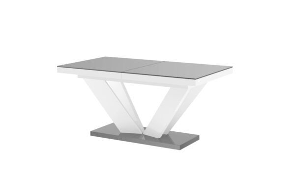 VIVA 2 stalas 160(256)x89 blizgi pilka/blizgi balta, ištraukiamas