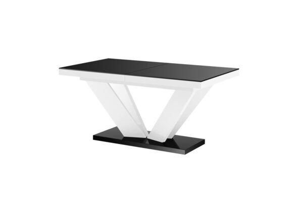 VIVA 2 stalas 160(256)x89 blizgi juoda/blizgi balta, ištraukiamas