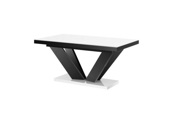 VIVA 2 stalas 160(256)x89 blizgiai baltas/blizgiai juodas, ištraukiamas
