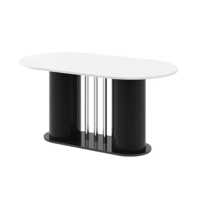 CESARO išskleidžiamas stalas 160(208)x89 blizgi balta/blizgi juoda