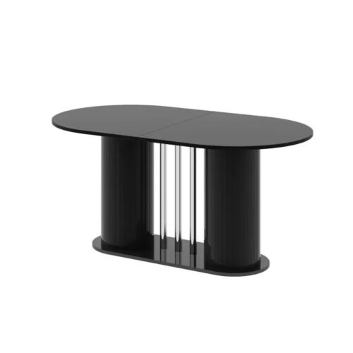 CESARO išskleidžiamas stalas 160(208)x89 juodas blizgus