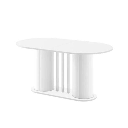 CESARO išskleidžiamas stalas 160(208)x89 baltas blizgus