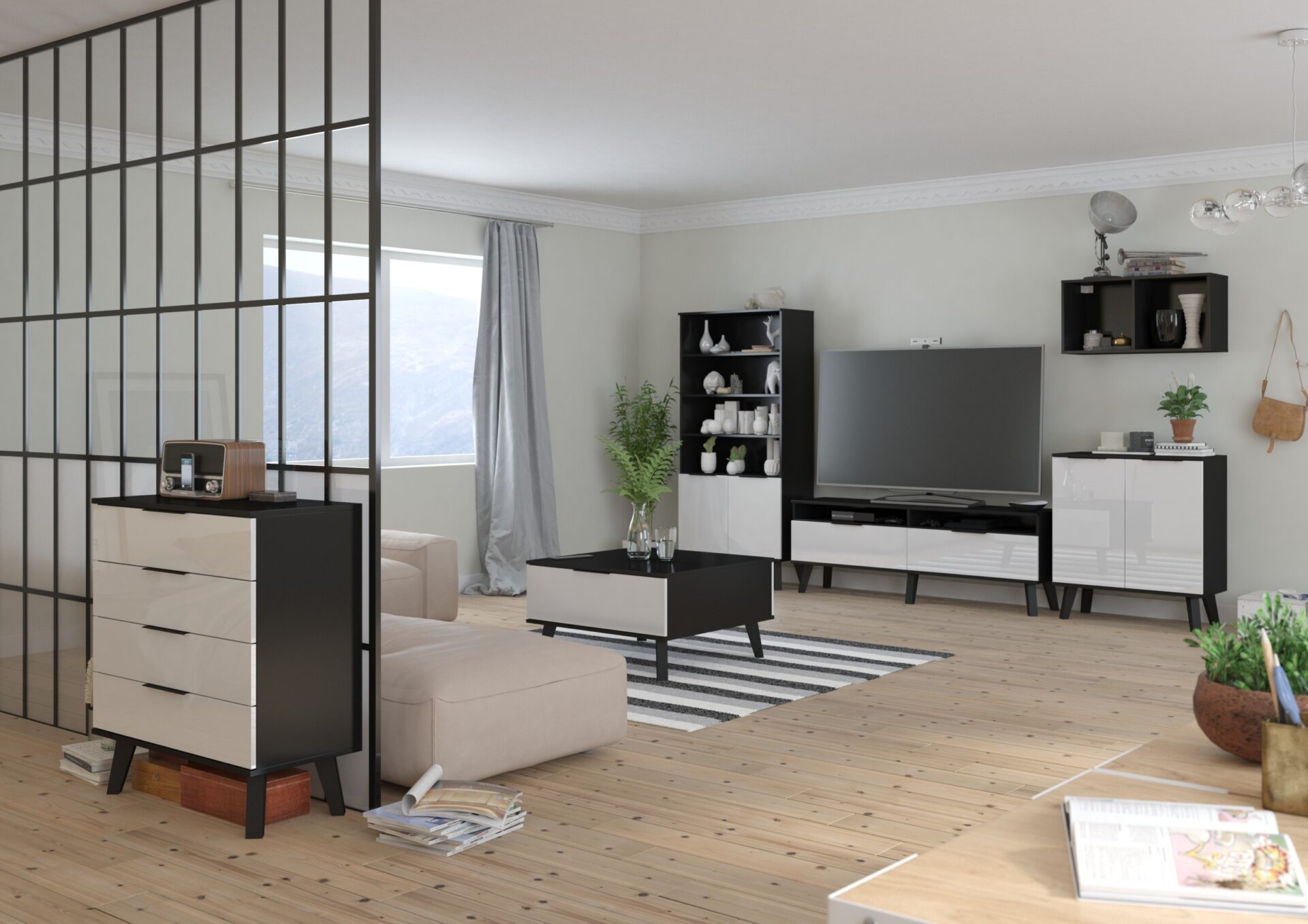 VENS baldai #3 svetainės komplektas su sienine spintele