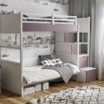 ENZO dviaukštė lova su laipteliais 90x200 cm