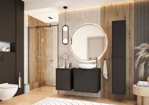 Elodie vonios kambario komplektas, matinės juodos spalvos