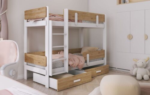 ETTORE dviaukštė lova su stalčiais 90×200 cm