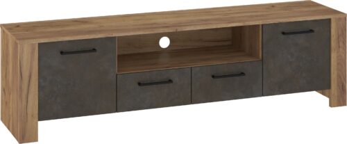 DELIS 11 baldai, komoda, stalas, TV spintelė, 175 cm, ąžuolo dirbiniai, auksinė granados ruda spalva