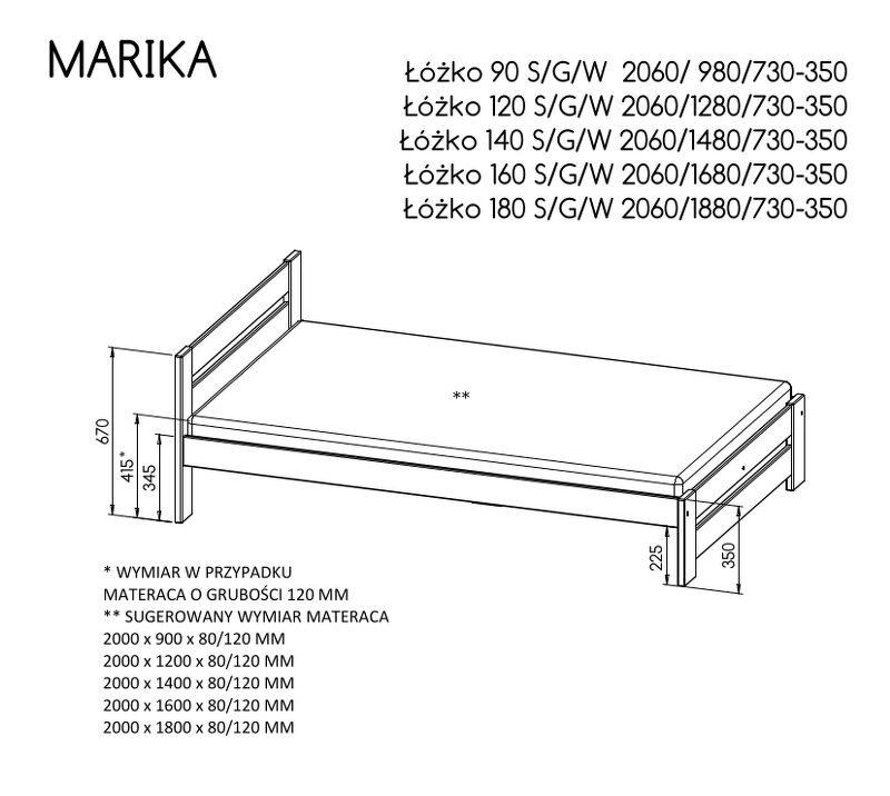 Lova „MARIKA“ – pušis ant antracito