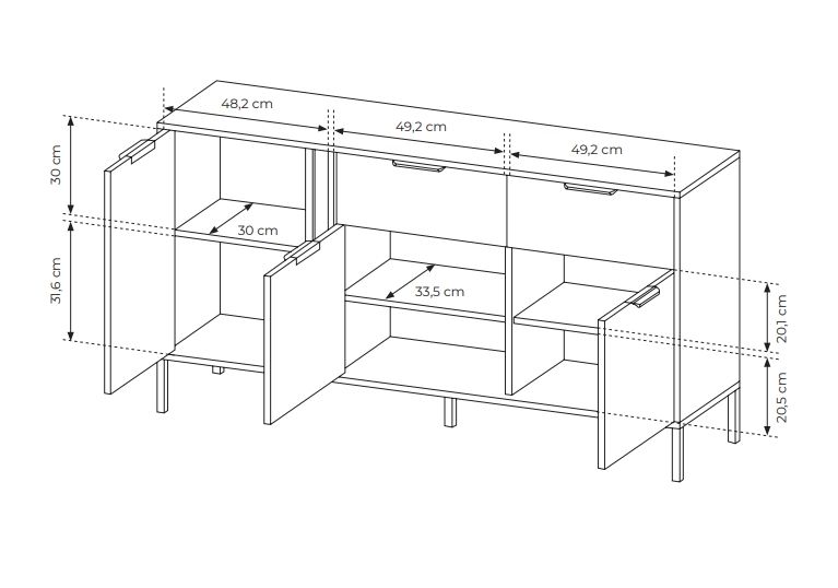 Komoda 153 3D2S Lars antracito spalvos - Paveikslėlis 7