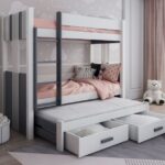 ARTEN III trivietė dviaukštė lova su stalčiais 90x190 cm