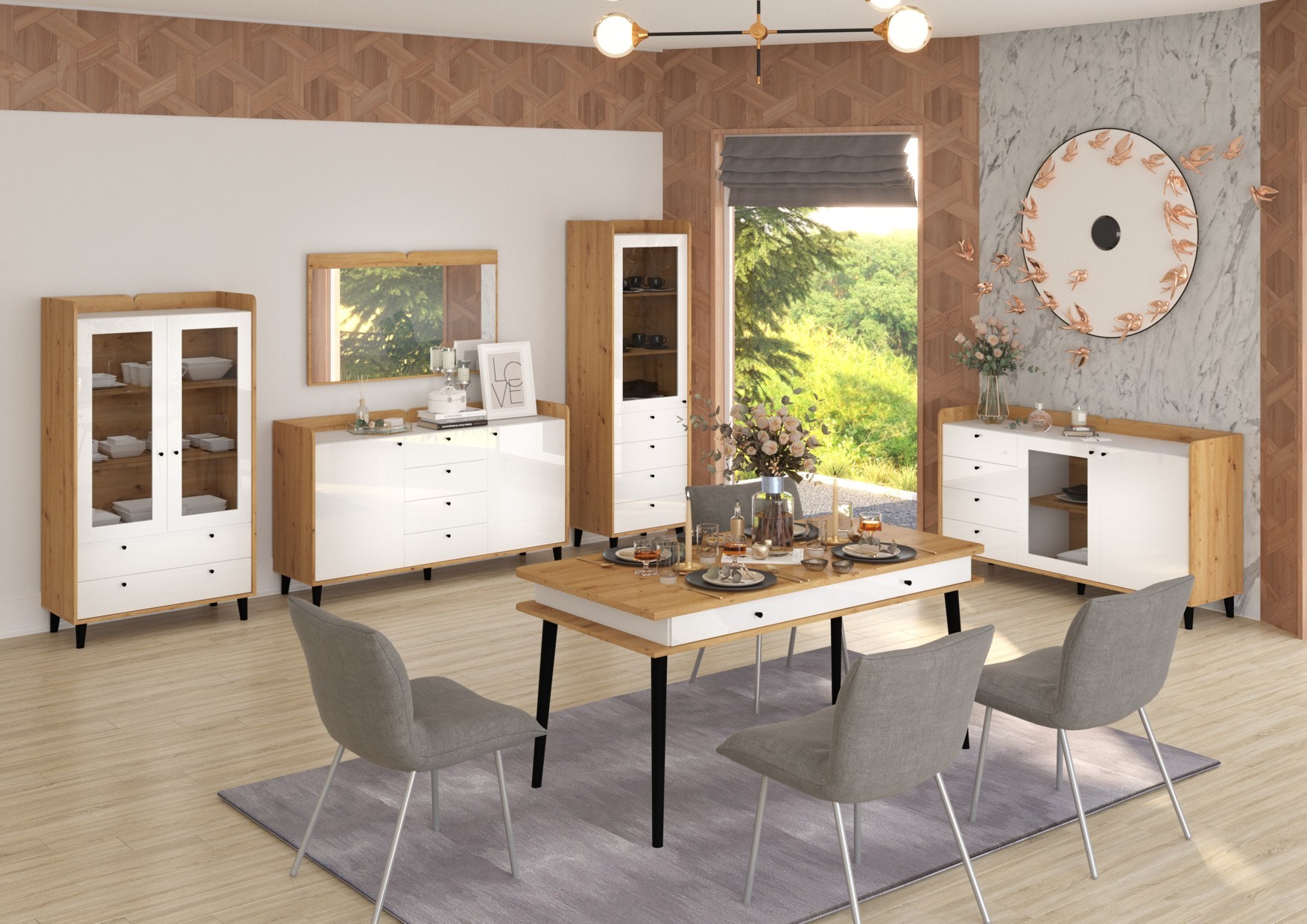 CELO baldai #7 svetainės komplektas su sienine spintele