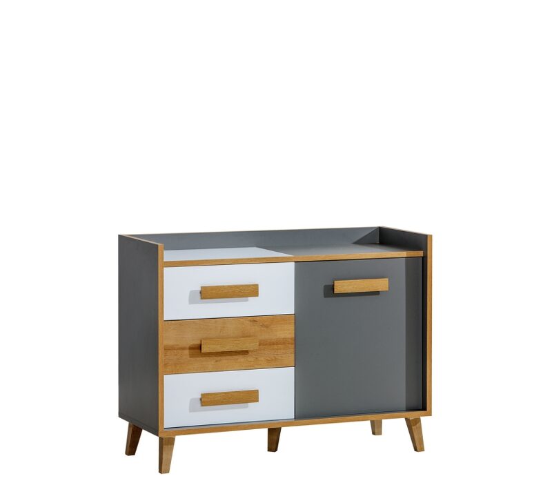 Sistema „WERSO“ W6 (Komoda D 3S) – briliantinė balta/Riviera