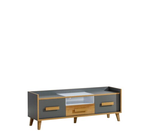 Sistema „WERSO“ W7 (TV spintelė 2D S) – briliantinė balta/Riviera