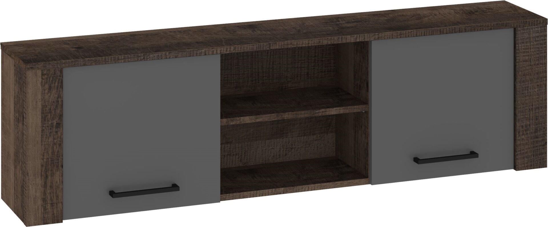 DELIS 13 baldai, sieninė lentynų spintelė su durelėmis, ąžuolo granido grafito spalvos